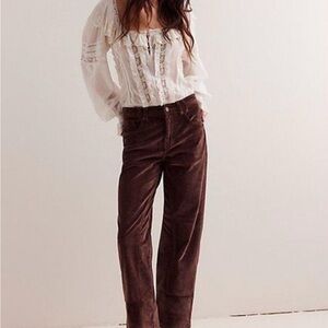 Free People Women's Brown Risk Taker Cord Jeans